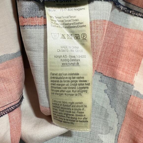 Numph S 36 Abstract Tencel Bodycon Midi Dress Colorblock Mod Artsy 60s Retro - Picture 12 of 13